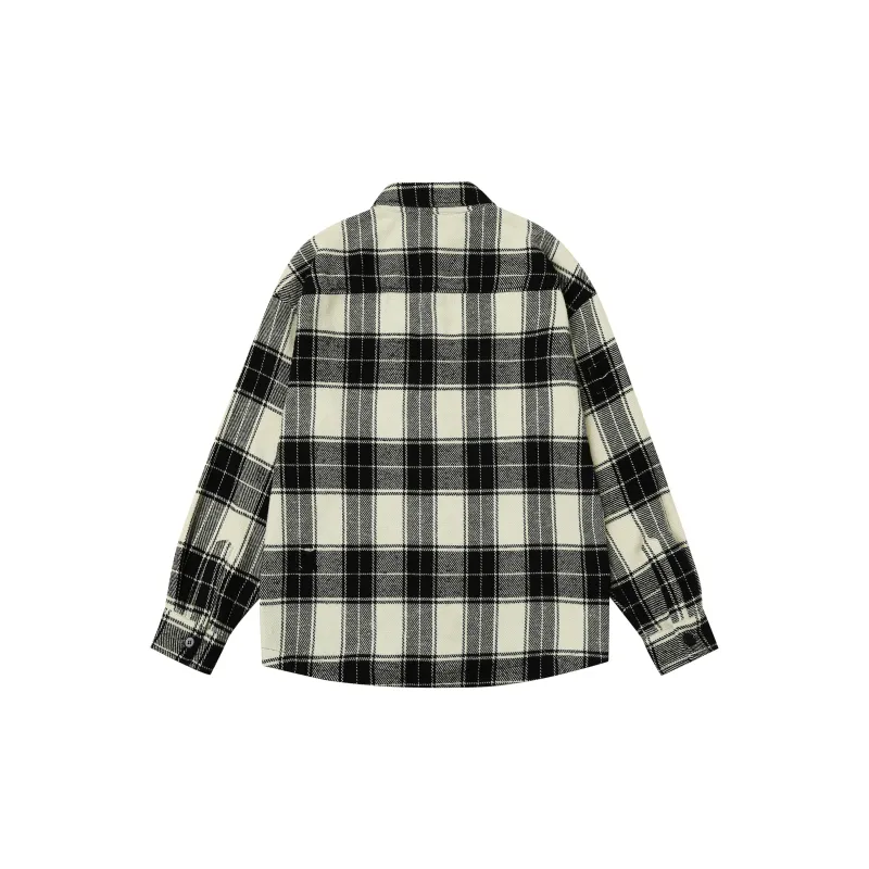 CHINISM Shirt Unisex Black Plaid Pattern-1