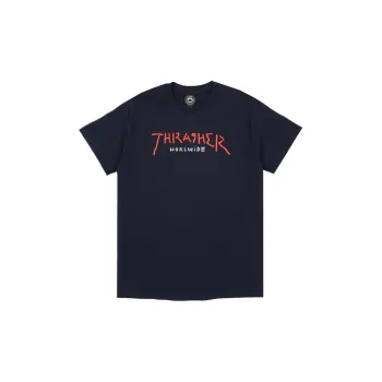 Thrasher SS22 Drop Shoulder Sleeve T-Shirt Unisex Navy Blue US Version