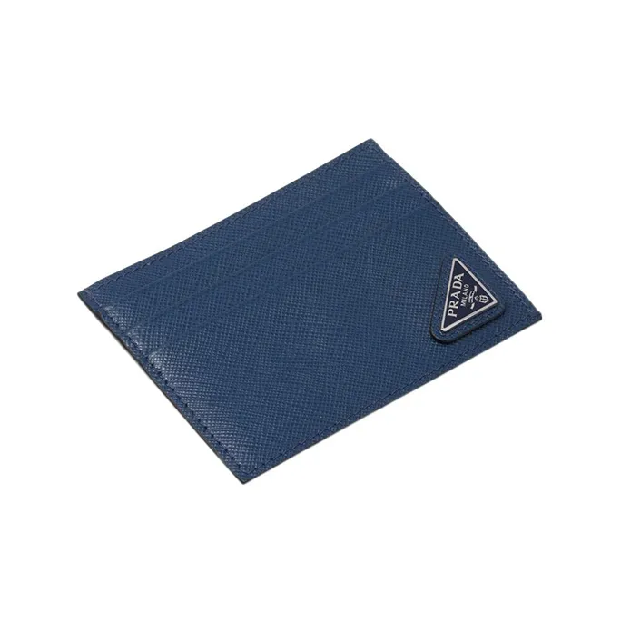 PRADA Saffiano Leather Card Holder Men's Blue-2