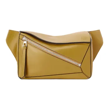 LOEWE Puzzle Smooth Calf Leather Sling Bag, Fanny Pack Small Size Men's Ochre