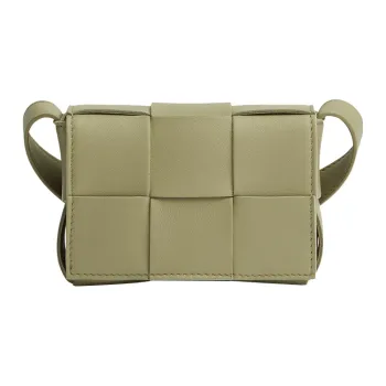 Bottega Veneta CASSETTE Sheepskin Pillow Bag, Shoulder Bag, Crossbody Bag Mini Women's Cave Stone Green