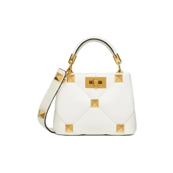 Valentino ROMAN STUD Sheepskin Shoulder Bag Crossbody Bag Handbag Mini Women's Ivory White