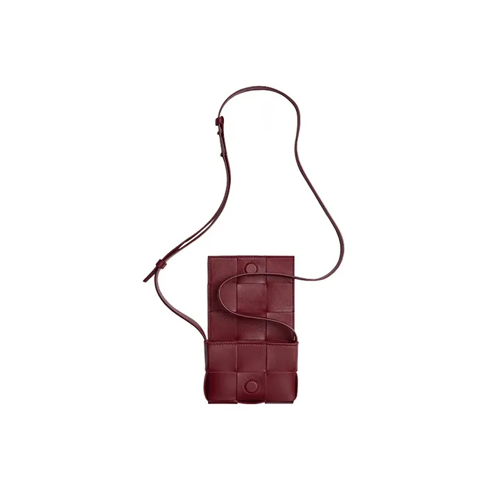 Bottega Veneta Candy Cassette Crossbody Bag Mini Intreccio Bordeaux-3