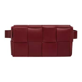 Bottega Veneta Cassette Belt Bag Mini Intreccio Bordeaux