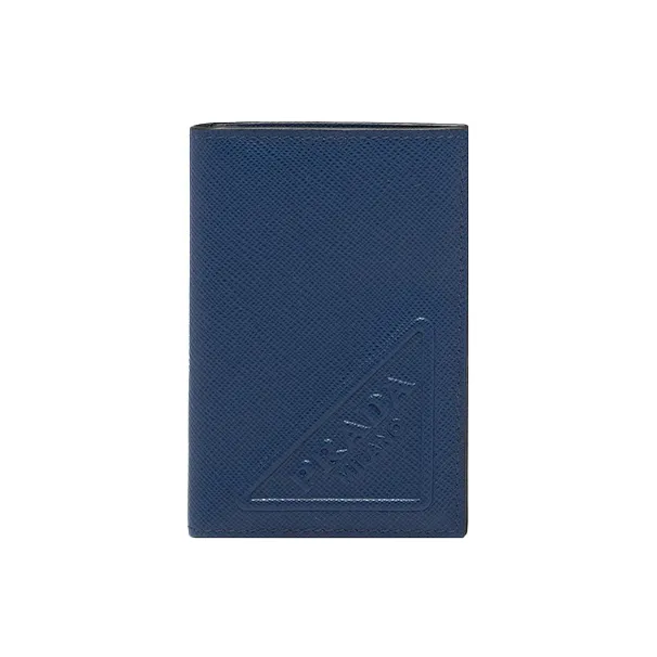 PRADA Saffiano Leather Card Holder Men's Dark Purple Blue-0