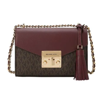 MICHAEL KORS Leather Crossbody Bag Shoulder Bag Small Size Women's Dark Brown & Burgundy