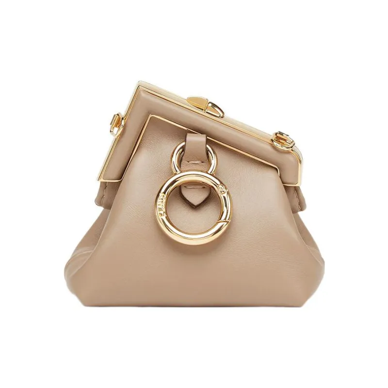 FENDI Sheepskin Earphone Case Shoulder Bag Crossbody Bag Extra Mini Women's Light Brown-2