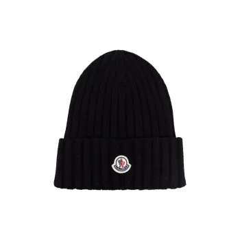 Moncler Ribbed Logo Knit Beanie