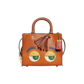 COACH Rogue Cow Leather One Shoulder Handbags Medium Size Women's Brown