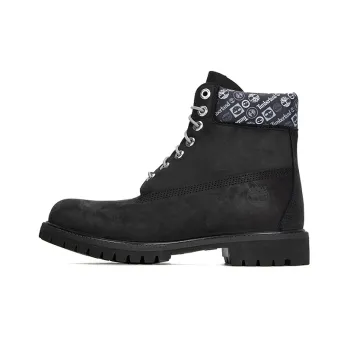 Timberland Premium 6 Inch Waterproof Boots 'Black And Logo Print'