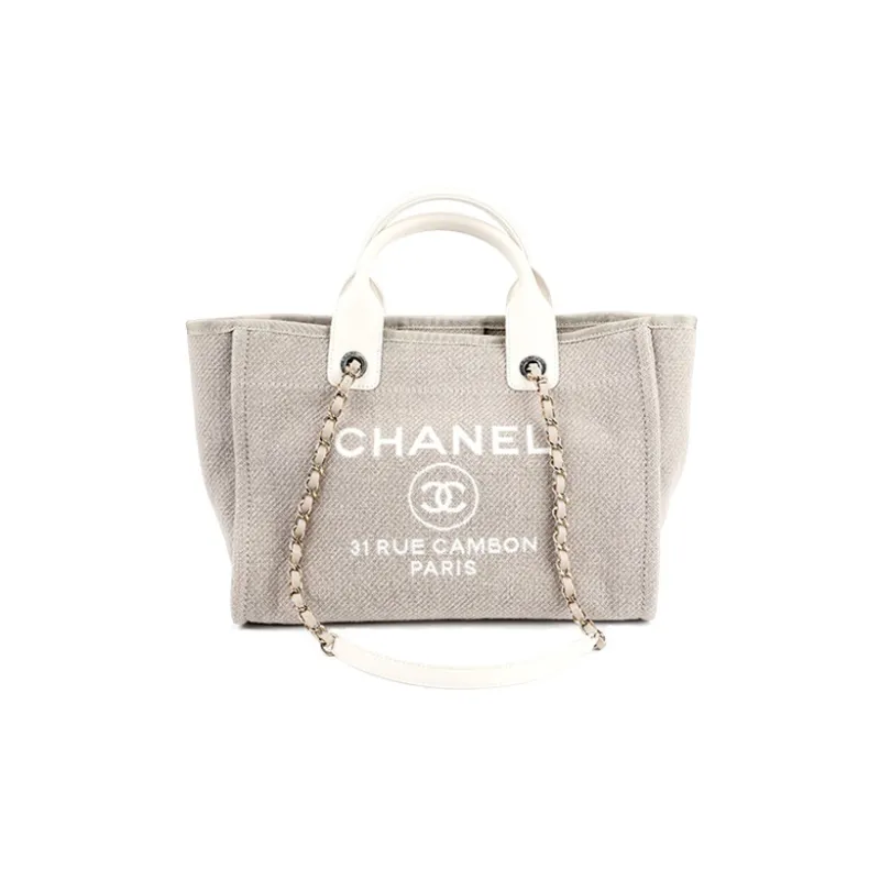 CHANEL Woven Tote Bag, Shopping Bag, Handbag Trumpets Women's Camel-0