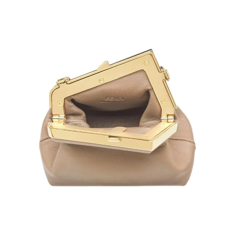 FENDI Sheepskin Earphone Case Shoulder Bag Crossbody Bag Extra Mini Women's Light Brown-3