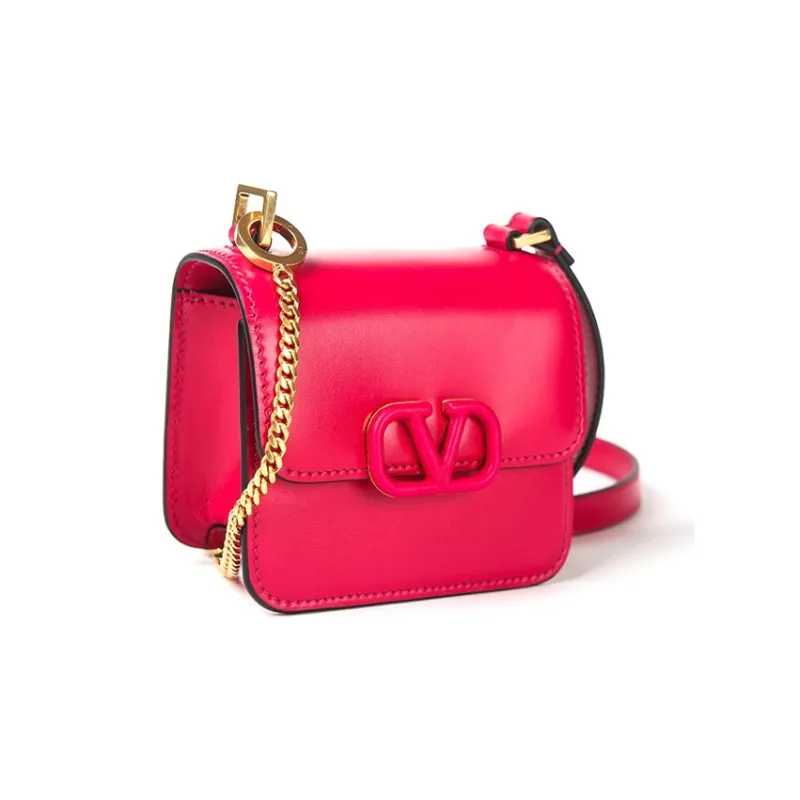 Valentino VSLING Cow Leather Shoulder Bag Crossbody Bag Small Size Women's Pink-2