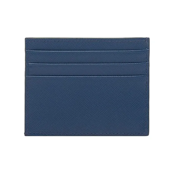 PRADA Saffiano Leather Card Holder Men's Blue-1
