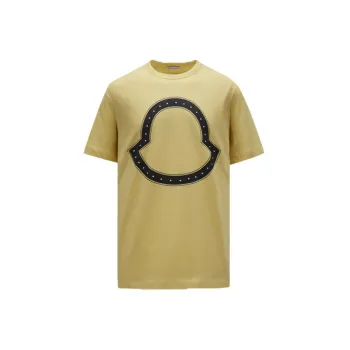 Moncler T Shirts Men Gray Yellow