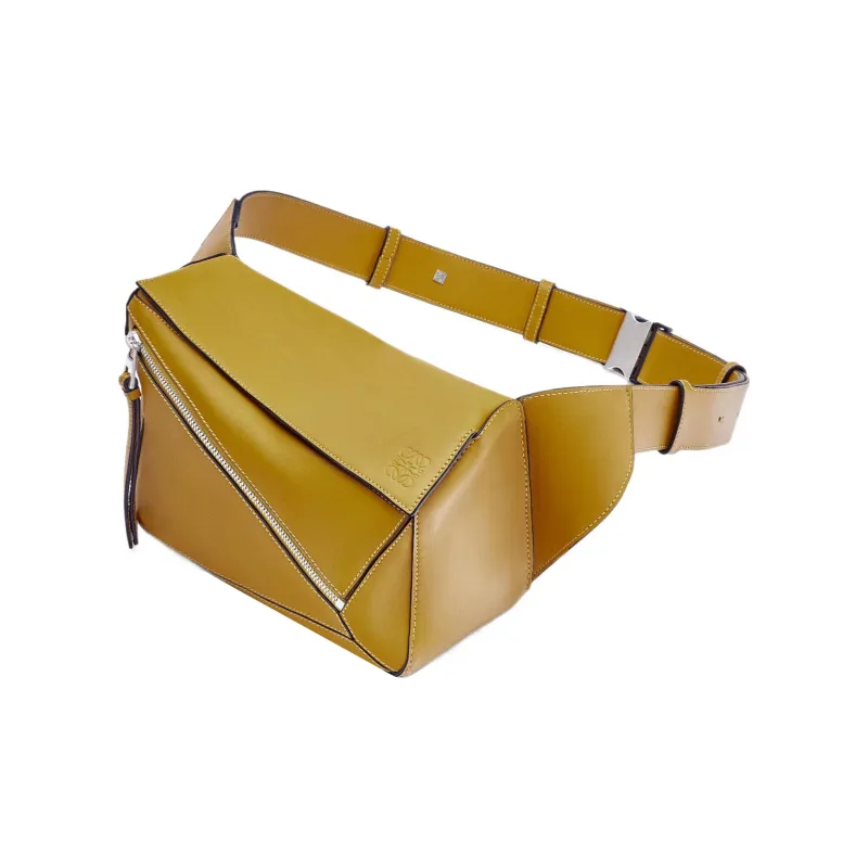 LOEWE Puzzle Smooth Calf Leather Sling Bag, Fanny Pack Small Size Men's Ochre-1