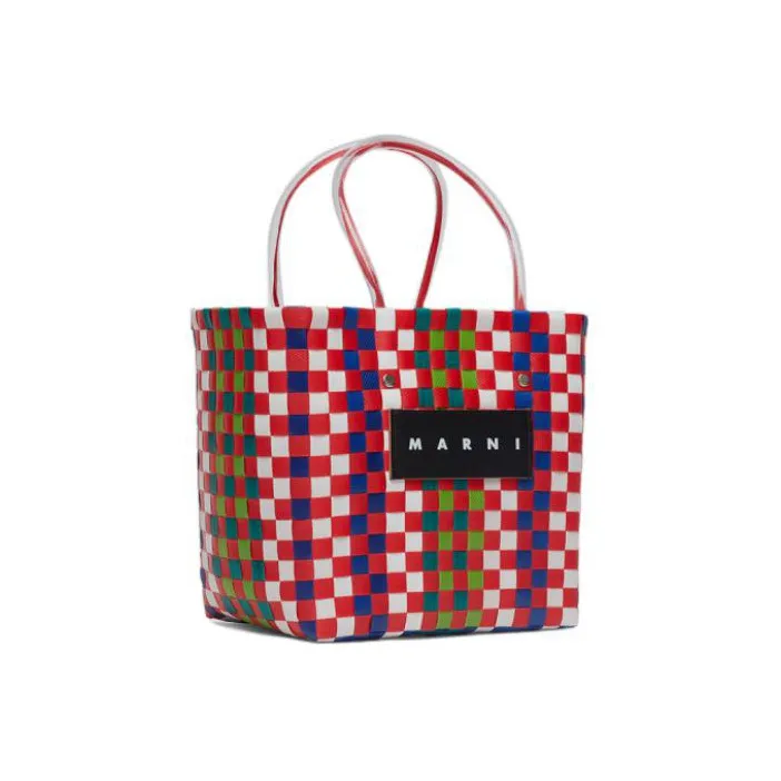 MARNI Polypropylene Pp Tote Toto Bag Shopping Bag Handbag Women's Red Pink-1