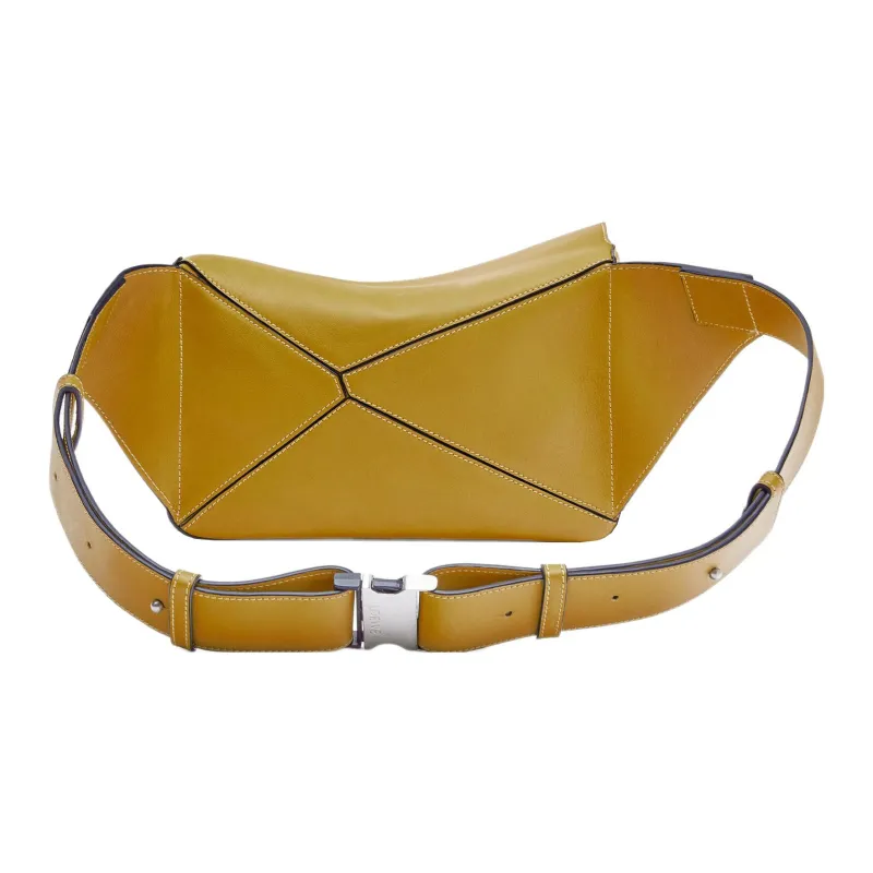 LOEWE Puzzle Smooth Calf Leather Sling Bag, Fanny Pack Small Size Men's Ochre-3