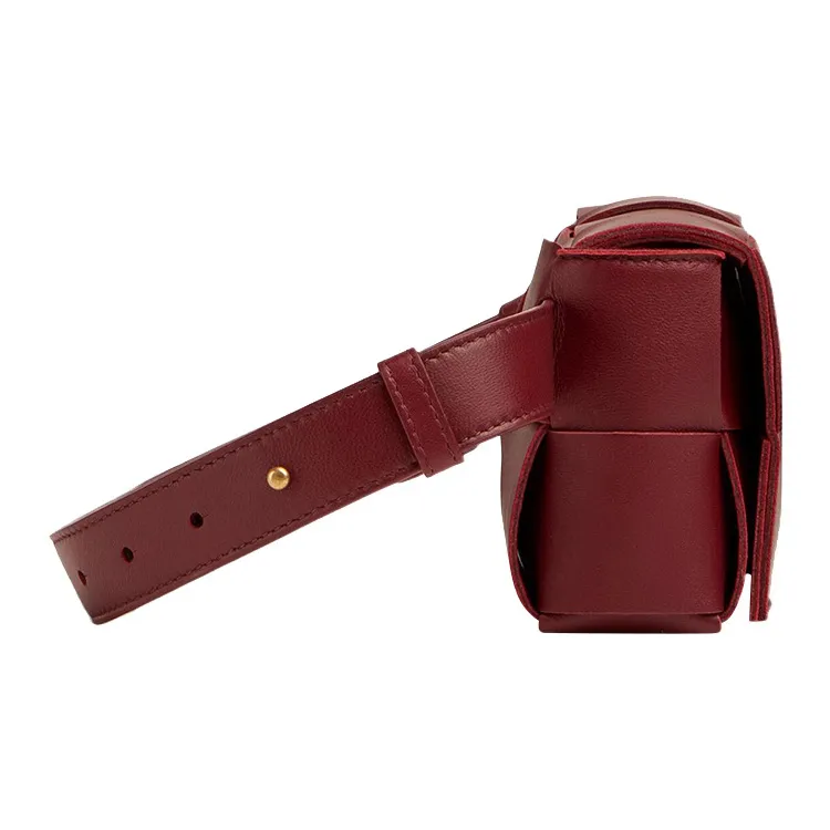 Bottega Veneta Cassette Belt Bag Mini Intreccio Bordeaux-1