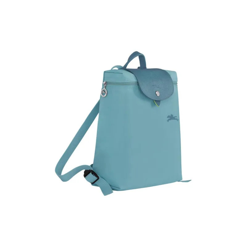 LONGCHAMP Le Pliage Green Recycled Canvas With Leather Trim Backpack Women's Blue-2