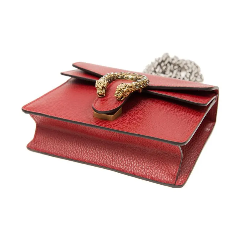GUCCI Dionysus Leather Bacchus Bag Chain Pack Shoulder Bag Crossbody Bag Women's Red-3