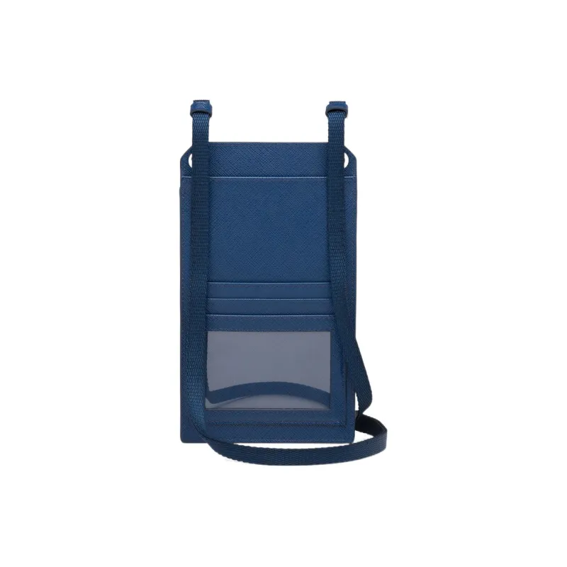 PRADA Saffiano Leather Cell Phone Pouch Men's Blue-1