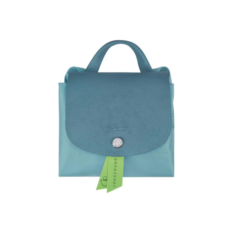 LONGCHAMP Le Pliage Green Recycled Canvas With Leather Trim Backpack Women's Blue-3