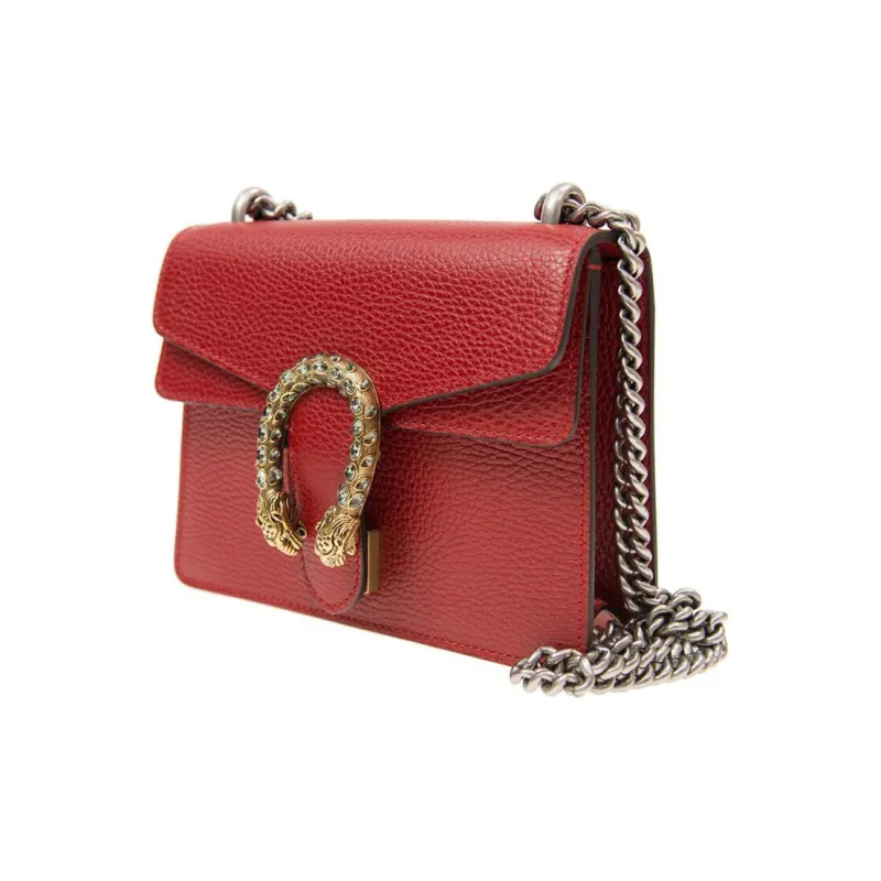 GUCCI Dionysus Leather Bacchus Bag Chain Pack Shoulder Bag Crossbody Bag Women's Red-1