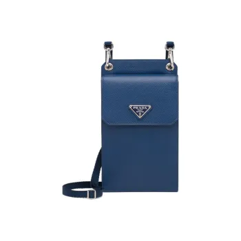 PRADA Saffiano Leather Cell Phone Pouch Men's Blue