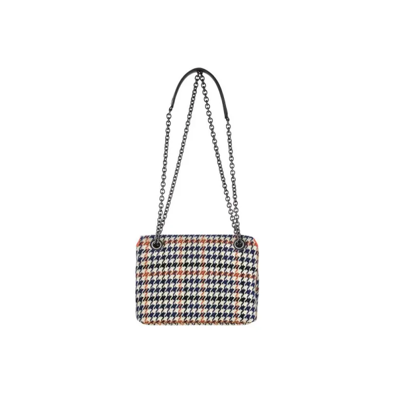 LONGCHAMP Brioche Cotton Handbag, Shoulder Bag, Crossbody Bag Trumpets Women's Marine Blue & Orange Red & White-2