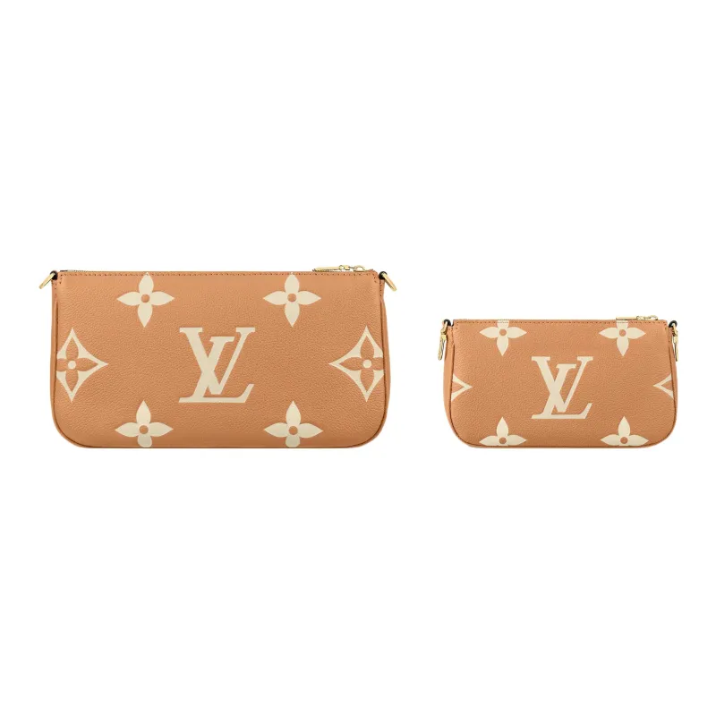 LOUIS VUITTON Multi Pochette Accessoires Grained Cow Leather Shoulder Bag Crossbody Bag Regular Women's Yellow-3