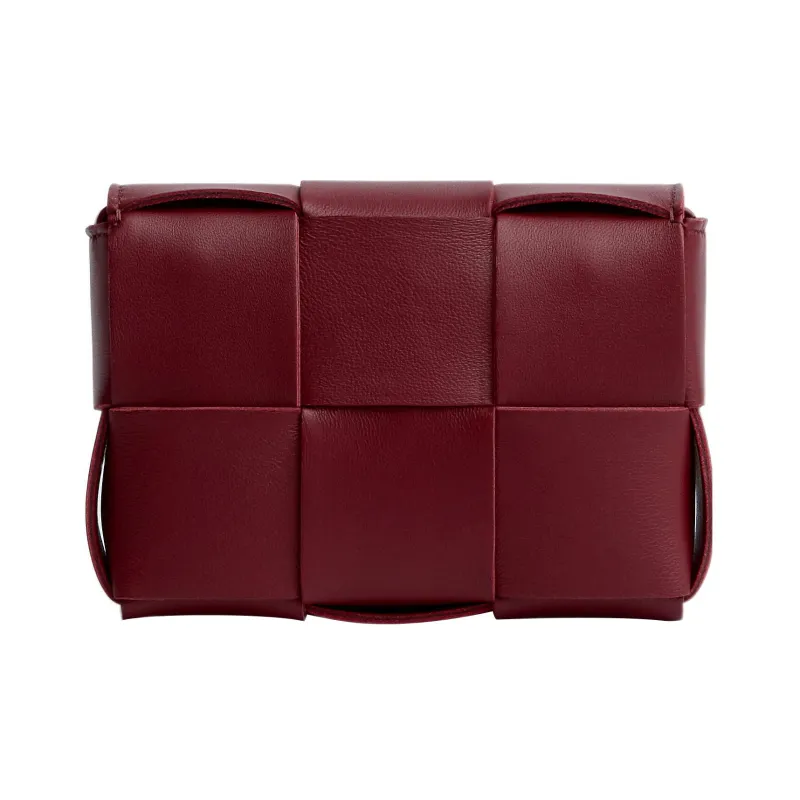 Bottega Veneta Candy Cassette Crossbody Bag Mini Intreccio Bordeaux-1