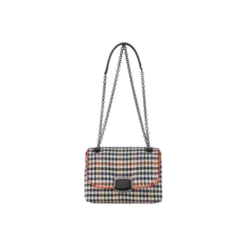 LONGCHAMP Brioche Cotton Handbag Shoulder Bag Crossbody Bag Small Size Women's Marine Blue & Orange Red & White
