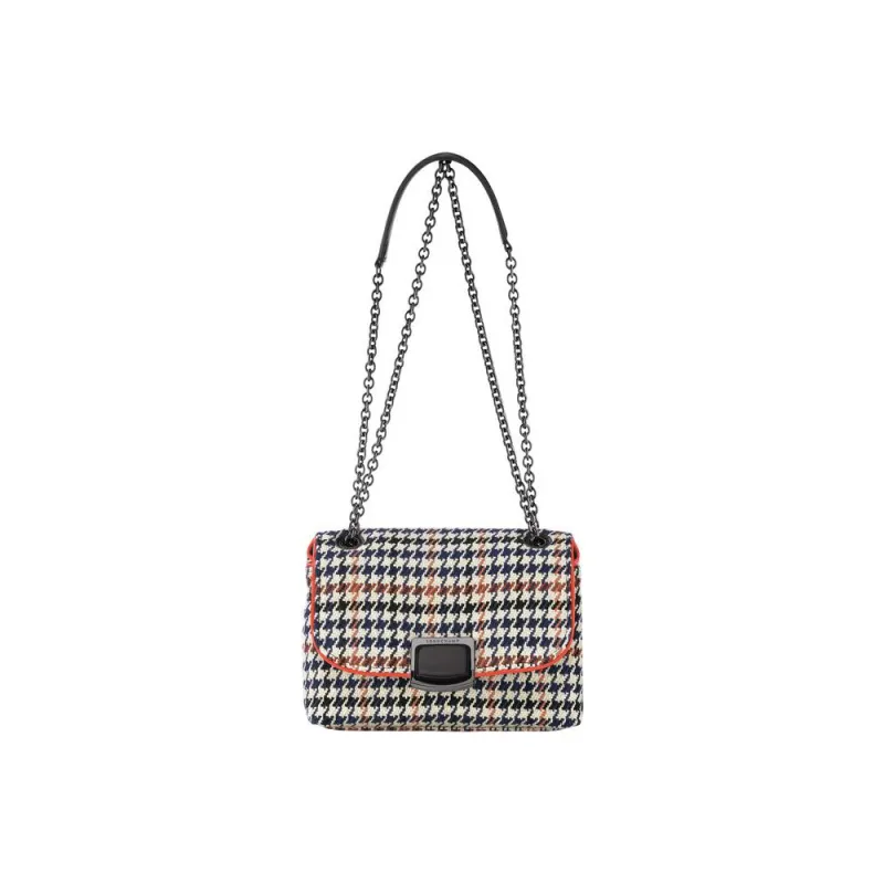LONGCHAMP Brioche Cotton Handbag, Shoulder Bag, Crossbody Bag Trumpets Women's Marine Blue & Orange Red & White-0