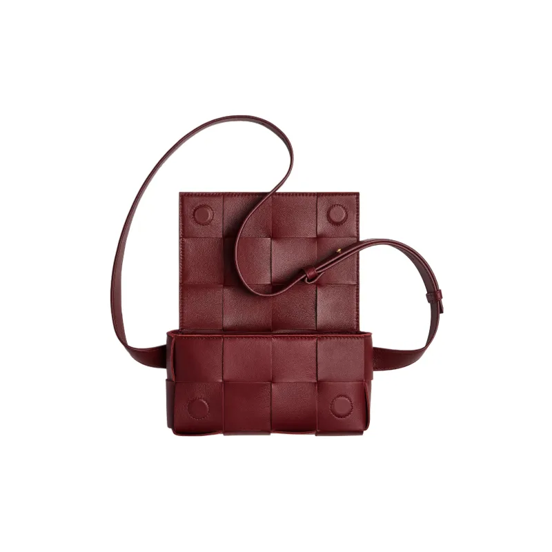 Bottega Veneta Cassette Belt Bag Mini Intreccio Bordeaux-3