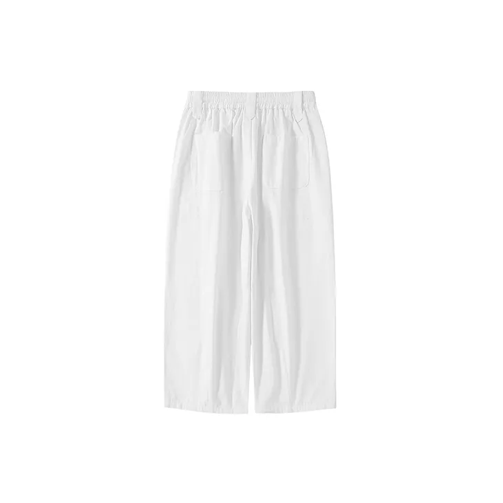 SeminP.ure Slim Waist Wide Leg Casual Pants Unisex Black/White-6