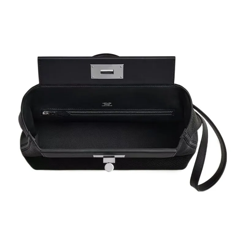 HERMES 24/24 Togo Leather With Swift Leather Shoulder Bag Crossbody Bag Handbag Women's Black With Soft Nick Color-3