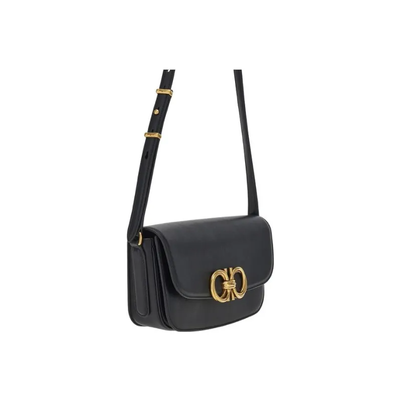 FERRAGAMO Leather Saddle Bag, Shoulder Bag, Crossbody Bag Women's Black-2