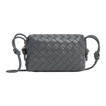 Bottega Veneta LOOP Sheepskin Camera Bag Storage Bag Handheld Shoulder Bag Mini Women's Lightning Gray