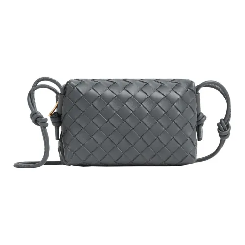 Bottega Veneta LOOP Sheepskin Camera Bag Storage Bag Handheld Shoulder Bag Mini Women's Lightning Gray