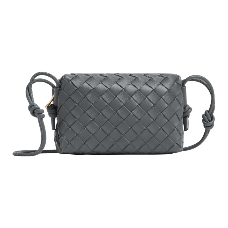 Bottega Veneta LOOP Sheepskin Camera Bag Storage Bag Handheld Shoulder Bag Mini Women's Lightning Gray-0