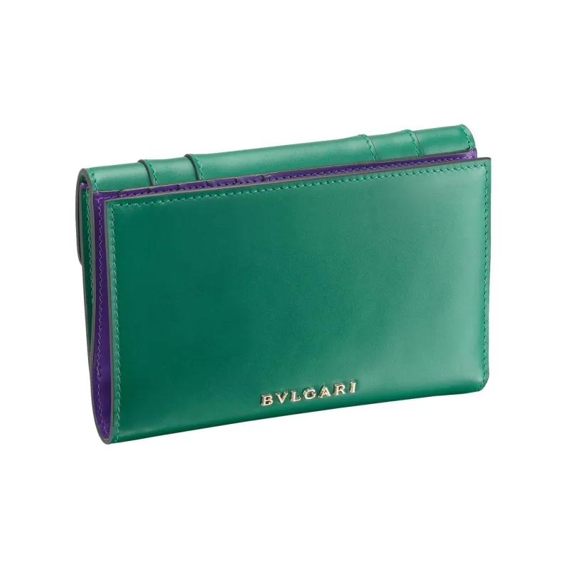 BVLGARI Serpenti Forever Series Calfskin Wallet Large Size Women's Bright Green-1