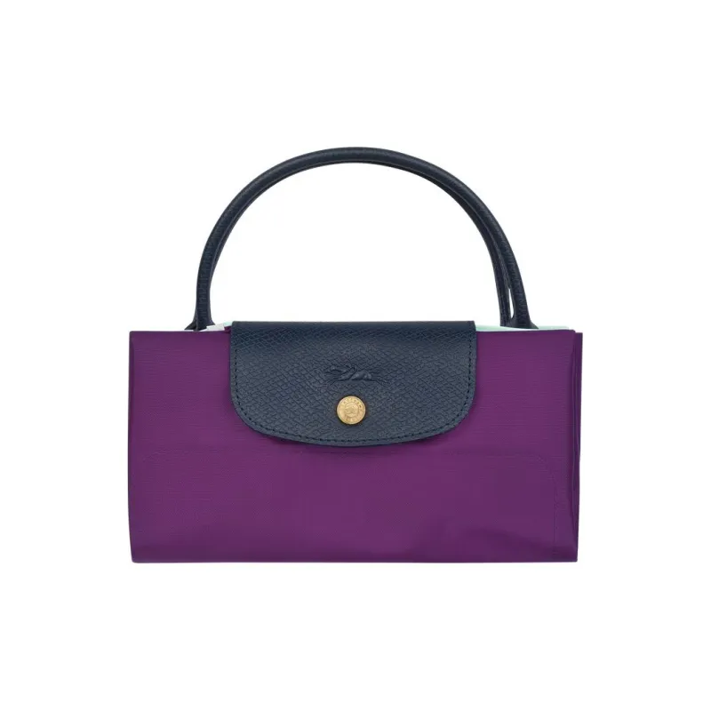 LONGCHAMP Le Pliage Re-play Canvas With Leather Trim Tote Bag Shopping Bag Handbag Women's Pink Green/Purple-3