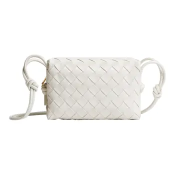 Bottega Veneta LOOP Leather Camera Bag Storage Bag Handheld Shoulder Bag Mini Women's White