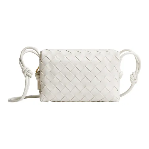 Bottega Veneta LOOP Leather Camera Bag Storage Bag Handheld Shoulder Bag Mini Women's White
