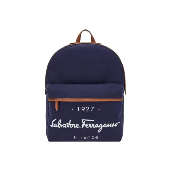 FERRAGAMO Fabric With Leather Trim Backpack Regular Men's Blue