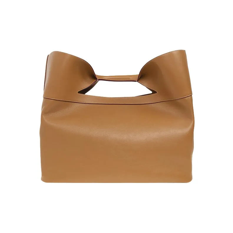 Alexander McQueen The Bow Smooth Calf Leather One Shoulder Handbags Women's Brown-2