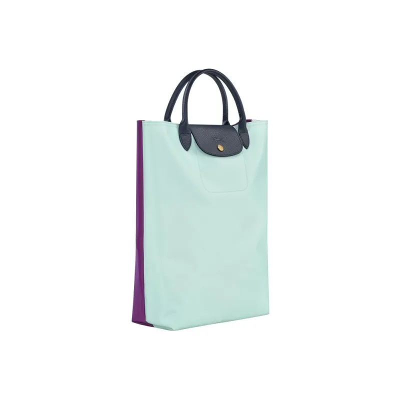 LONGCHAMP Le Pliage Re-play Canvas With Leather Trim Tote Bag Shopping Bag Handbag Women's Pink Green/Purple-1