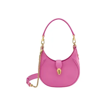 BVLGARI Serpeti Ellipse Series Cow Leather Handbag Shoulder Bag Crossbody Bag Small Size Women's Pink