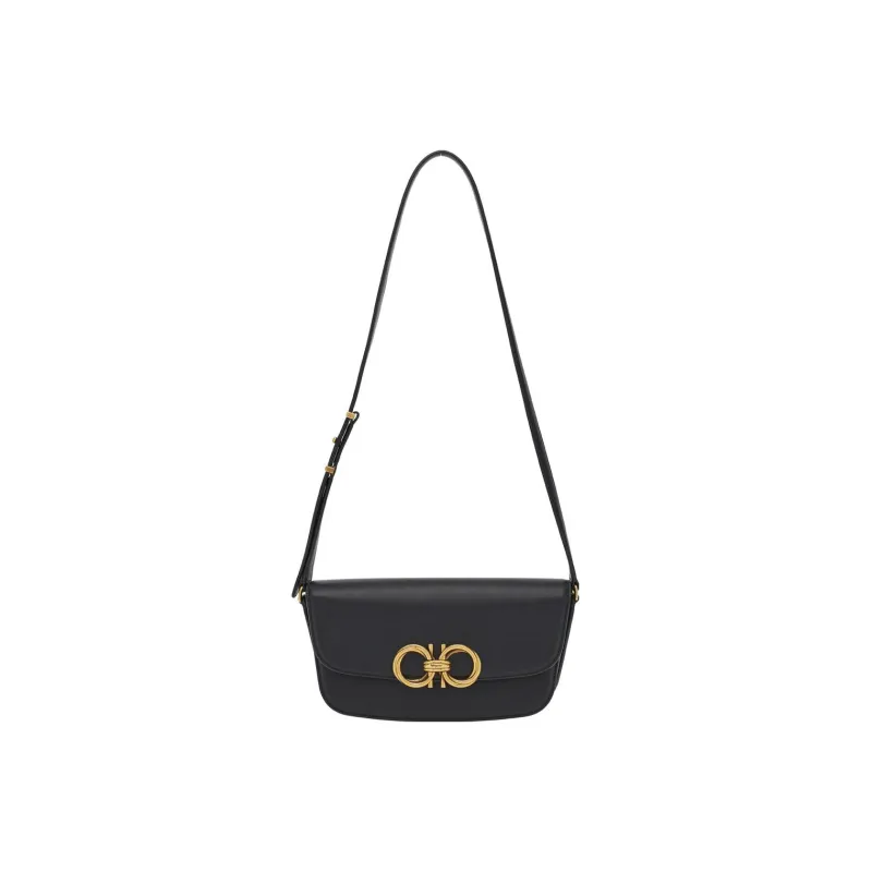 FERRAGAMO Leather Saddle Bag, Shoulder Bag, Crossbody Bag Women's Black-1